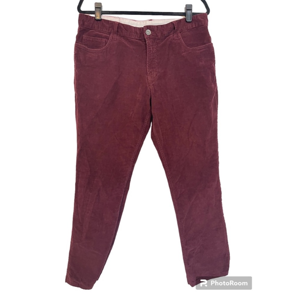 Frank & Oak The Johan Modern Slim Fit Men's Burgandy Corduroy Pants